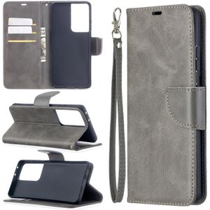 For Samsung Galaxy S30 Ultra Lambskin Texture Pure Color Horizontal Flip PU Leather Case with Holder & Card Slots & Wallet & Lanyard(Grey)