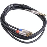 6.35mm Male naar Dual RCA Mannelijke audiokabel  kabellengte: 1 8m