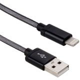 25cm netto stijl metaal hoofd 8 pins naar USB Data / de kabel van de lader  voor iPhone X / iPhone 8 & 8 Plus / iPhone 7 & 7 Plus / iPhone 6 & 6s & 6 & 6s Plus / iPhone 5 & 5S & SE & 5 C / iPad(Black)