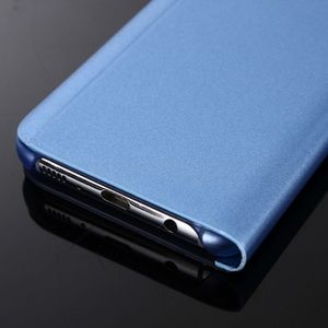 For Galaxy S8 PU Electroplating Mirror Horizontal Flip Leather Case with Holder(Blue)