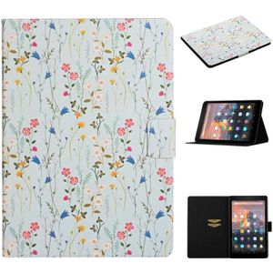 For Amazon Kindle Fire 7 (2019) Flower Pattern Horizontal Flip Leather Case with Card Slots & Holder(Small Floral)