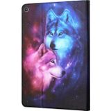 For Amazon Kindle Fire HD10 2015 / 2017 / 2019 Colored Drawing Horizontal Flip Leather Case with Holder & Card Slots & Sleep / Wake-up Function(Wolf)