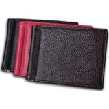 Cowhide Leather Litchi Texture Card Holder Wallet RFID Blocking Coin Purse Card Bag Protect Case with 6 Card Slots  Size: 110*82*8mm(Magenta)