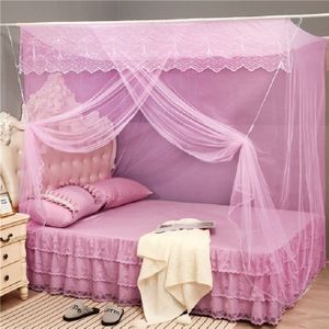 Single-door Mosquito Net Square Roof for Home Student Dormitory  Size:1.2x1.9x1.6 Meters(Pink)