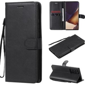 For Samsung Galaxy Note20 Ultra Solid Color Horizontal Flip PU Leather Case with Holder & Card Slots & Wallet & Lanyard(Black)