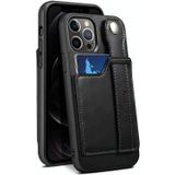 TPU + PU Leather Shockproof Protective Case with Card Slots and Hand Strap For Apple iPhone 12 Pro Max(Black)