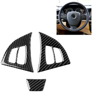 3 in 1 Car Carbon Fiber Solid Color Steering Wheel Button Decorative Sticker for BMW E70 2008-2013 X5 Left and Right Drive Universal