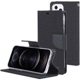 GOOSPERY CANVAS DIARY Canvas Texture Horizontal Flip PU Leather Case with Holder & Card Slots & Wallet For iPhone 13 Pro Max(Black)