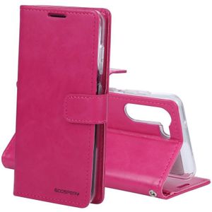 For Samsung Galaxy S21 FE GOOSPERY BLUE MOON Crazy Horse Texture Horizontal Flip Leather Case with Holder & Card Slot & Wallet(Rose Red)
