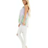 Tie-Dye Print V-hals Vest T-shirt voor dames (Kleur: Groen Maat: L)