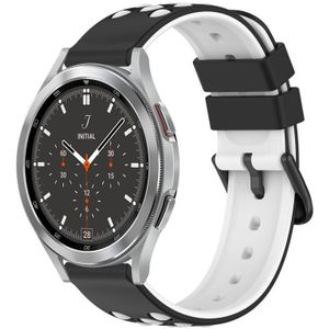 Voor Samsung Galaxy Watch4 Classic 46 mm 20 mm tweekleurige poreuze siliconen horlogeband (zwart + wit)