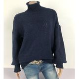 Fashion Thick Thread Turtleneck Knit Sweater (Color:Navy Blue Size:L)