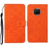 Voor Xiaomi Mi 10T Lite 5G etnische stijl relif patroon horizontale flip lederen behuizing met houder & kaart slots & portemonnee & lanyard (oranje)