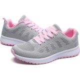 Mesh ademend platte sneakers Running schoenen casual schoenen voor vrouwen  grootte: 35 (grijs roze)