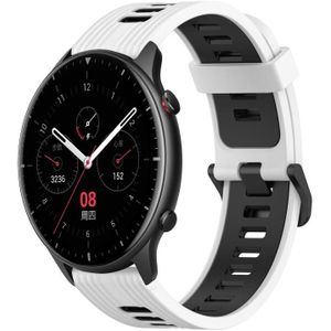 Voor Amazfit GTR 2 22mm verticaal patroon tweekleurige siliconen horlogeband (wit+zwart)