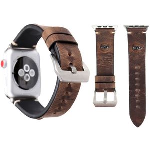 For Apple Watch Series 3 & 2 & 1 38mm Simple Fashion Cowhide Big Eyes Pattern Watch Strap(Coffee)