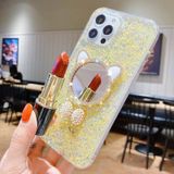 Voor iPhone 11 Starry Sequin Diamond Cat Ears Spiegel Epoxy TPU Telefoonhoesje (Geel)