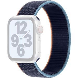 Enkele lap nylon vervanging horlogeband  maat: S 135mm voor Apple Watch Series 6 & SE & 5 & 4 40mm / 3 & 2 & 1 38mm (Dark Navy Blue)