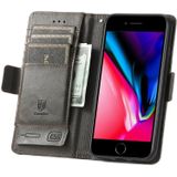 Caseeno Business Splicing Dual Magnetic Buckle Horizontale Flip PU Lederen Case met Houder & Card Slots & Portemonnee voor iPhone 7/8 / SE  (Grijs)