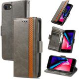 Caseeno Business Splicing Dual Magnetic Buckle Horizontale Flip PU Lederen Case met Houder & Card Slots & Portemonnee voor iPhone 7/8 / SE  (Grijs)