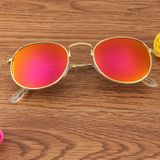 UV400 UV Protection Metal Frame AC Lens Sunglasses (Gold + Purple)