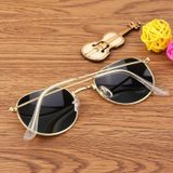 UV400 UV Protection Metal Frame AC Lens Sunglasses (Gold + Purple)