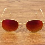 UV400 UV Protection Metal Frame AC Lens Sunglasses (Gold + Purple)