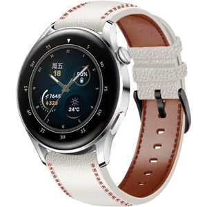 Voor Samsung Galaxy Watch 3 45mm naaipraad echte lederen horlogeband