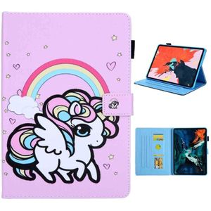 For iPad Pro 11 (2020) & (2018) Painted Pattern Tablet PC Protective Leather Case with Bracket & Card Slot & Photo Holder(Rainbow Unicorn)