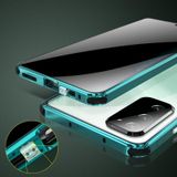For Samsung Galaxy Note20 Ultra Four-corner Shockproof Anti-peeping Magnetic Metal Frame Double-sided Tempered Glass Case(Green)