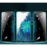 For Samsung Galaxy Note20 Ultra Four-corner Shockproof Anti-peeping Magnetic Metal Frame Double-sided Tempered Glass Case(Green)