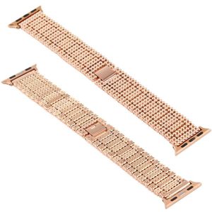 For Apple Watch Series 6 & SE & 5 & 4 40mm / 3 & 2 & 1 38mm Nine Beads Stainless Steel Wrist Strap Watchband (Rose Gold)