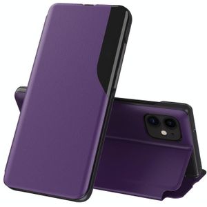For OPPO Find X3 / Find X3 Pro Side Display Magnetic Shockproof Horizontal Flip Leather Case with Holder(Purple)
