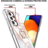 Voor Samsung Galaxy A33 5G splitsen marmeren bloempatroon TPU ringhouder (Imperial Crown)