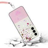 Voor Samsung Galaxy S23 5G Bronzing Butterfly Flower TPU-telefoonhoes met lanyard