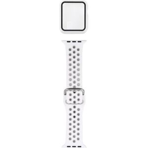 Silicone Replacement Strap Watchband + Protective Case with Screen Protector Set For Apple Watch Series 3 & 2 & 1 38mm(White)