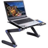 Portable 360 Degree Adjustable Foldable Aluminium Alloy Desk Stand with Double CPU Fans & Mouse Pad for Laptop / Notebook  Desk Size: 480mm x 260mm(Black)