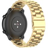 Applicable To Ticwatch Generation / Moto360 Second Generation 460 / Samsung GearS3 / Huawei GT Universal 22mm Stainless Steel Metal Strap Butterfly Buckle Three Beads(gold)