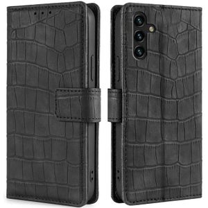 Voor Samsung Galaxy A13 5G Skin Feel Crocodile Texture Magnetische Sluiting Horizontale Flip PU Case met Houder & Card Slots & Portemonnee (Zwart)