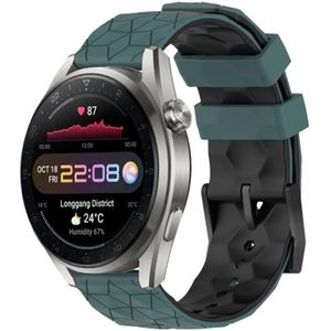 Voor Huawei Watch 3 Pro Nieuwe 22 mm voetbalpatroon tweekleurige siliconen horlogeband (olijfgroen + zwart)