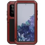 For Samsung Galaxy S20 FE LOVE MEI Metal Shockproof Waterproof Dustproof Protective Case with Glass(Red)