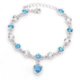 Fashion 12 Constellation Crystal Bracelets Gold-plated Anti-allergy Bracelet Jewelry(Baby Blue)