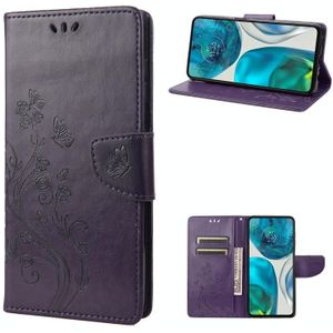 Voor Motorola Moto G52 Embosed Butterfly Pattern Flip Leather Case (Dark Purple)