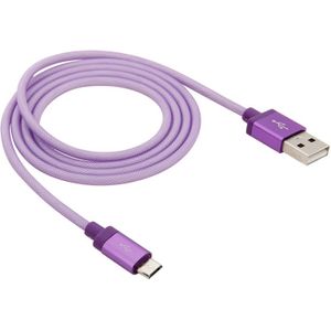 1m Net Style High Quality Metal Head Micro USB to USB Data / Charging Cable  or Samsung  HTC  Sony  Lenovo  Huawei  and other Smartphones(Purple)