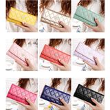 Fashion Argyles Texture Metal Crown 3-Folding Long Design PU Leather Wallet Coin Purse for Women(Pink)