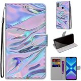 For Huawei Honor 8X Coloured Drawing Cross Texture Horizontal Flip PU Leather Case with Holder & Card Slots & Wallet & Lanyard(Fluorescent Water Texture)