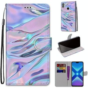 For Huawei Honor 8X Coloured Drawing Cross Texture Horizontal Flip PU Leather Case with Holder & Card Slots & Wallet & Lanyard(Fluorescent Water Texture)