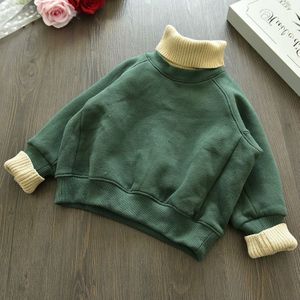 Herfst en winter wol hoge kraag trui draad fleece verdikking Sweatshirt kinderen kleding  grootte: 11 werven (groen)