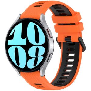 Voor Samsung Galaxy Watch 6 40 mm 20 mm sport tweekleurige siliconen horlogeband (oranje + zwart)