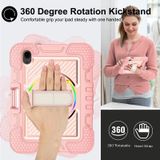 360 graden rotatie contrast kleur shockproof siliconen + pc case met houder & hand grip riem en schouderriem voor iPad mini 6 (rose goud)